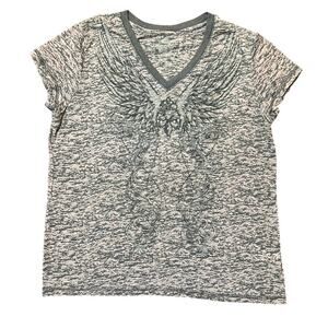 Green Source Fairy Grunge Burnout Rhinestone Graphic Top Size XL